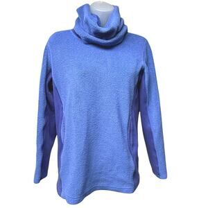 LL Bean Cozy Trail Fleece Cowl Turtleneck Top Size Women’s Medium 10-12 Blue